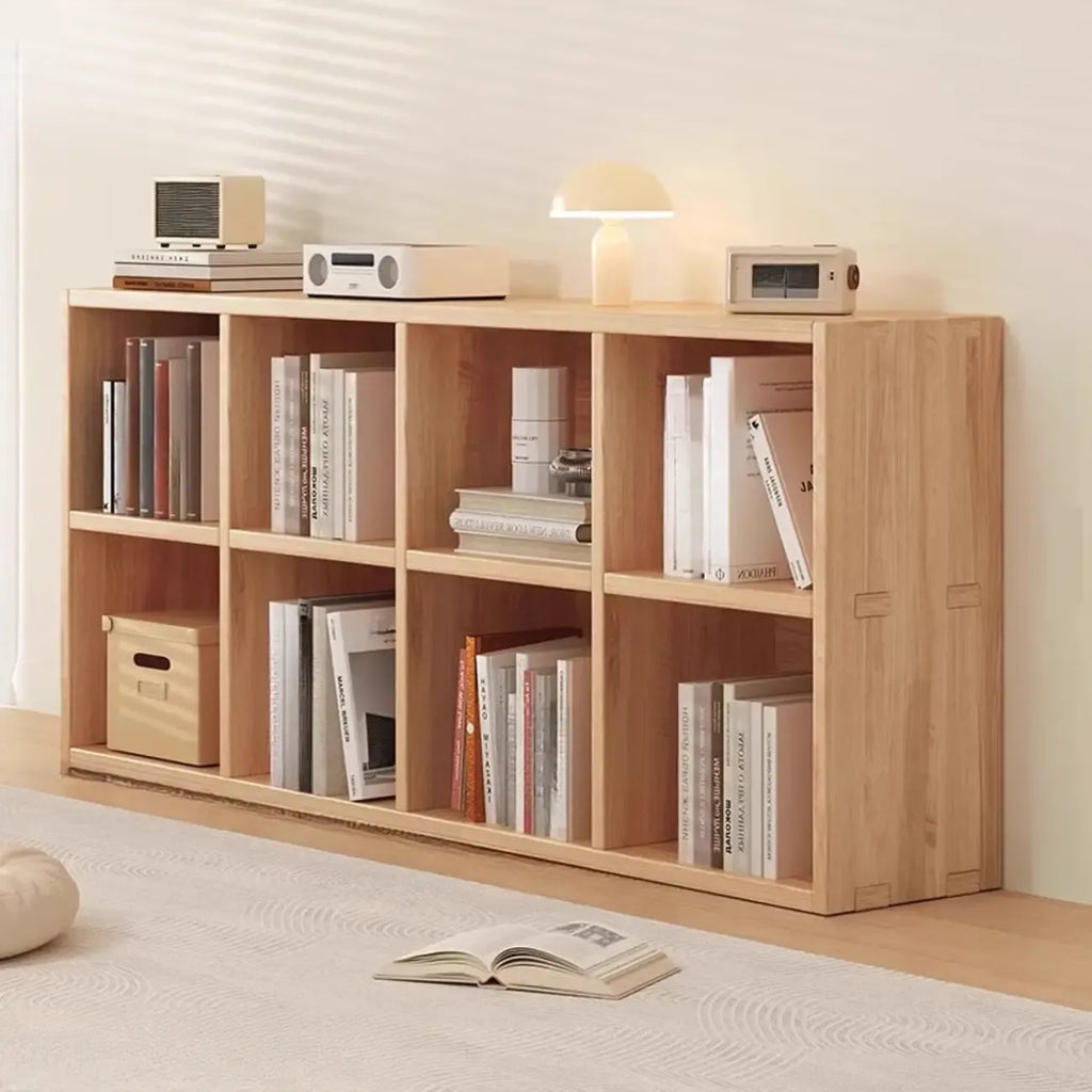 Natural Finish Wooden Storage Simple Narrow Bookcase
