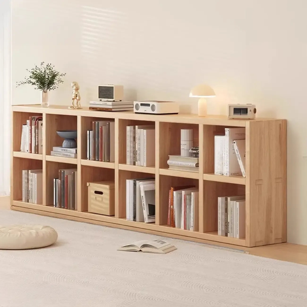 Natural Finish Wooden Storage Simple Narrow Bookcase