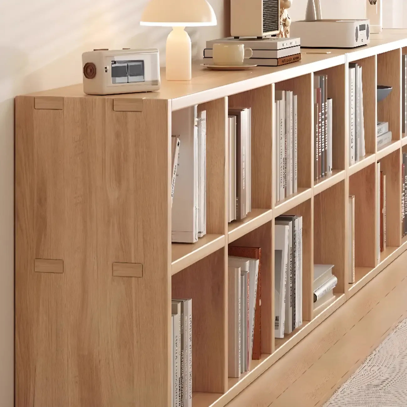 Natural Finish Wooden Storage Simple Narrow Bookcase