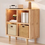 Natural Finish Wooden Storage Simple Narrow Bookcase