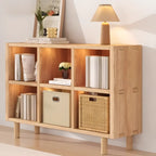 Natural Finish Wooden Storage Simple Narrow Bookcase
