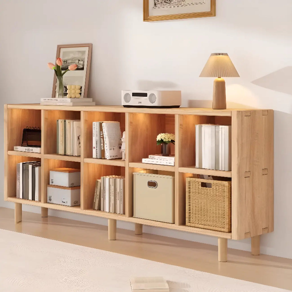 Natural Finish Wooden Storage Simple Narrow Bookcase