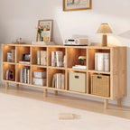 Natural Finish Wooden Storage Simple Narrow Bookcase
