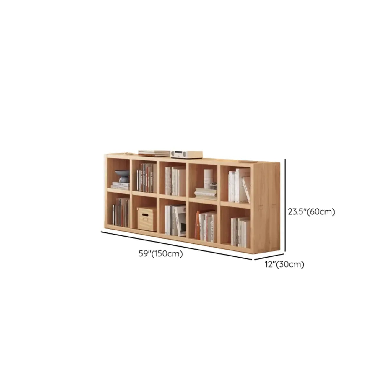 Natural Finish Wooden Storage Simple Narrow Bookcase