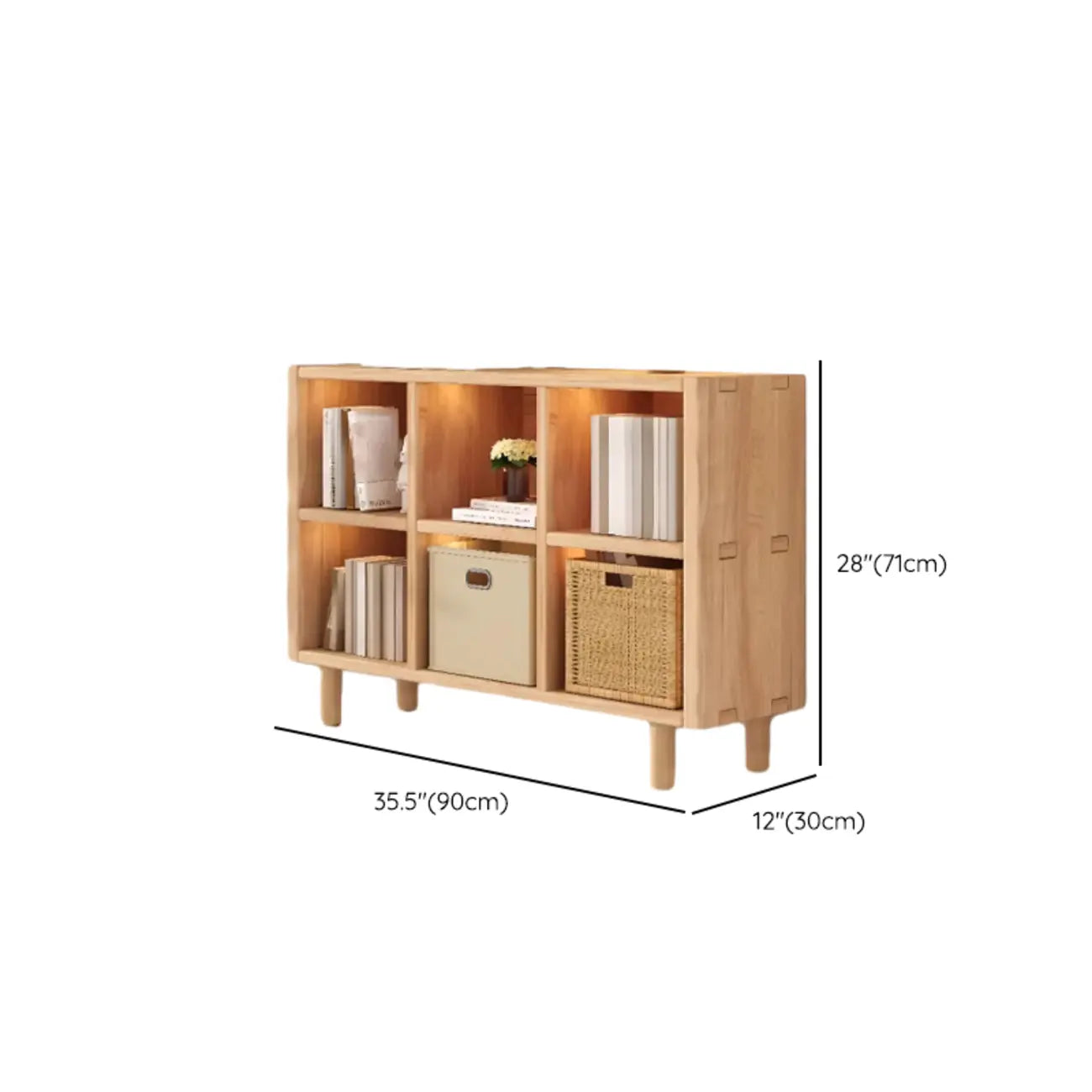 Natural Finish Wooden Storage Simple Narrow Bookcase