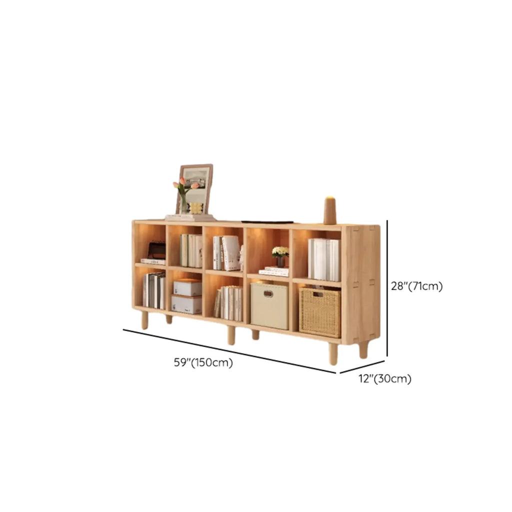 Natural Finish Wooden Storage Simple Narrow Bookcase