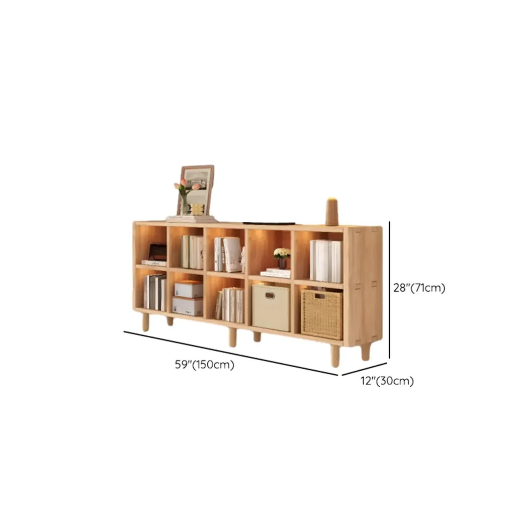 Natural Finish Wooden Storage Simple Narrow Bookcase