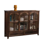 Traditional Espresso Wood China Cabinet with Glass Doors
