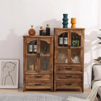 Traditional Espresso Wood China Cabinet with Glass Doors