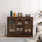 Traditional Espresso Wood China Cabinet with Glass Doors