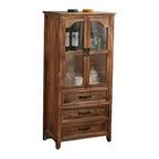 Traditional Espresso Wood China Cabinet with Glass Doors