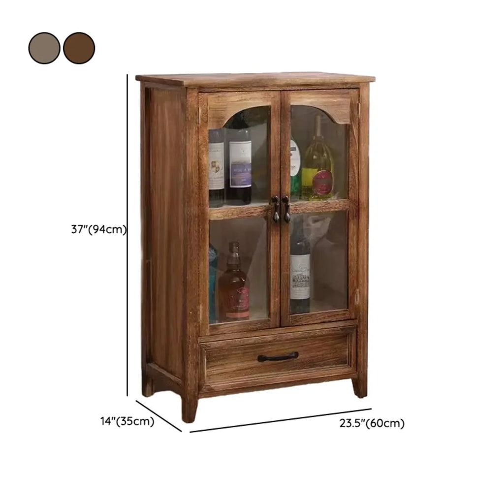 Traditional Espresso Wood China Cabinet with Glass Doors