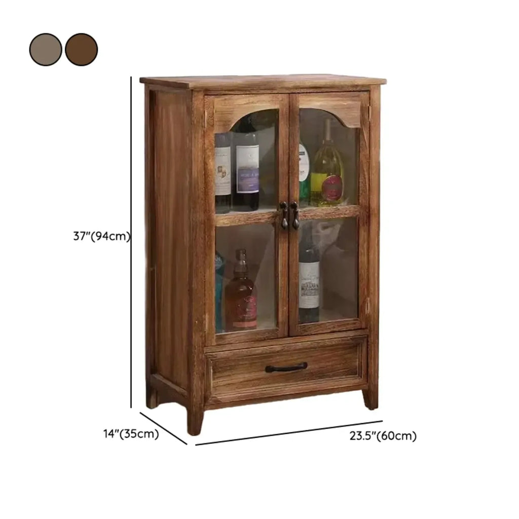 Traditional Espresso Wood China Cabinet with Glass Doors