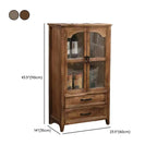 Traditional Espresso Wood China Cabinet with Glass Doors