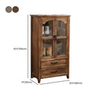 Traditional Espresso Wood China Cabinet with Glass Doors