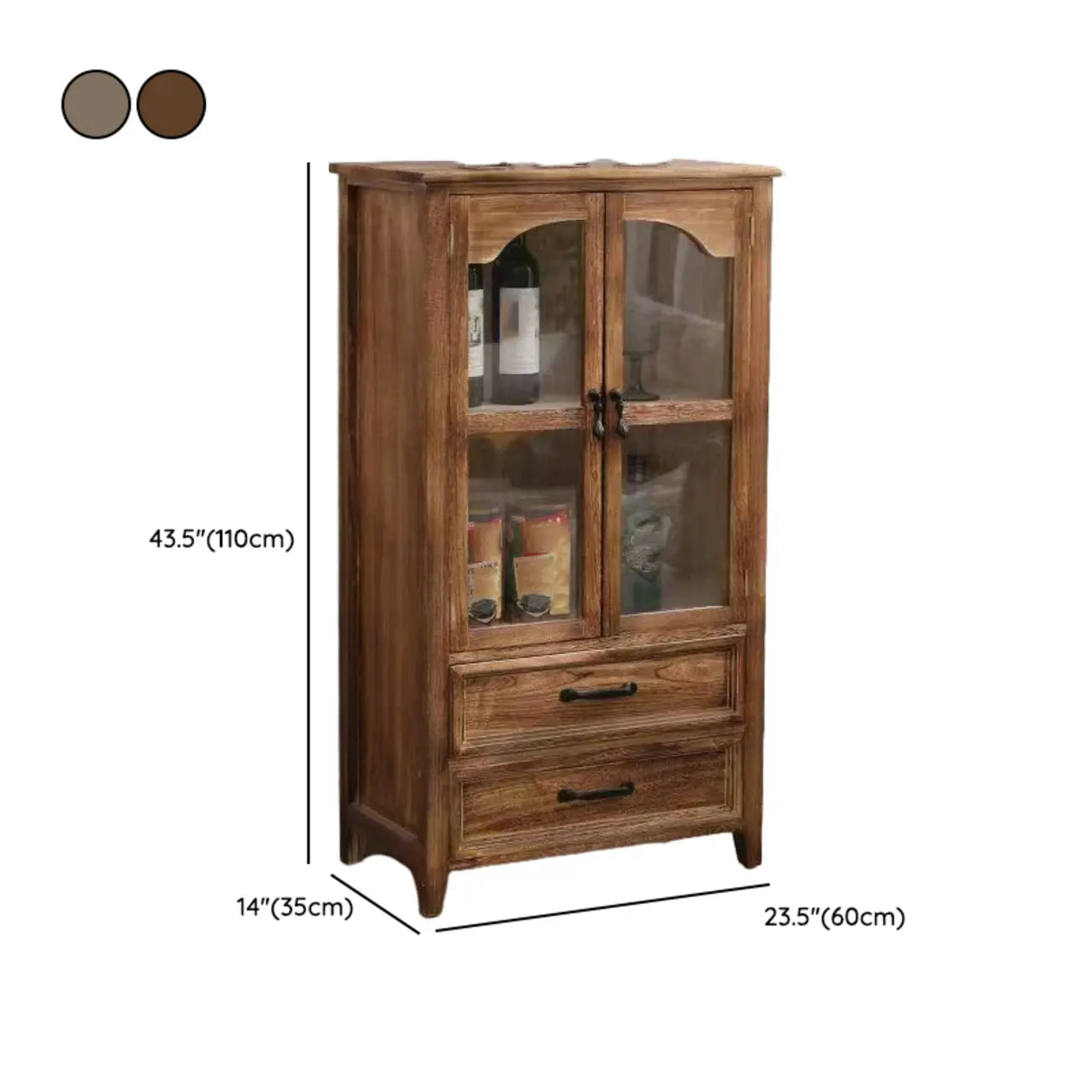 Traditional Espresso Wood China Cabinet with Glass Doors