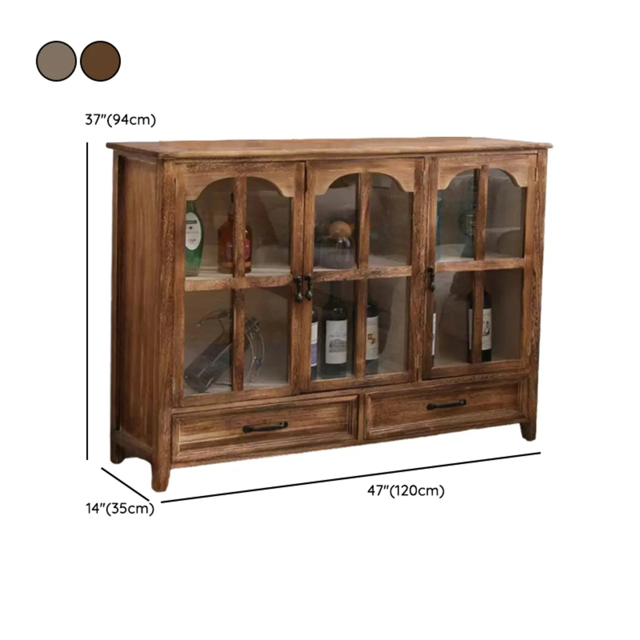 Traditional Espresso Wood China Cabinet with Glass Doors