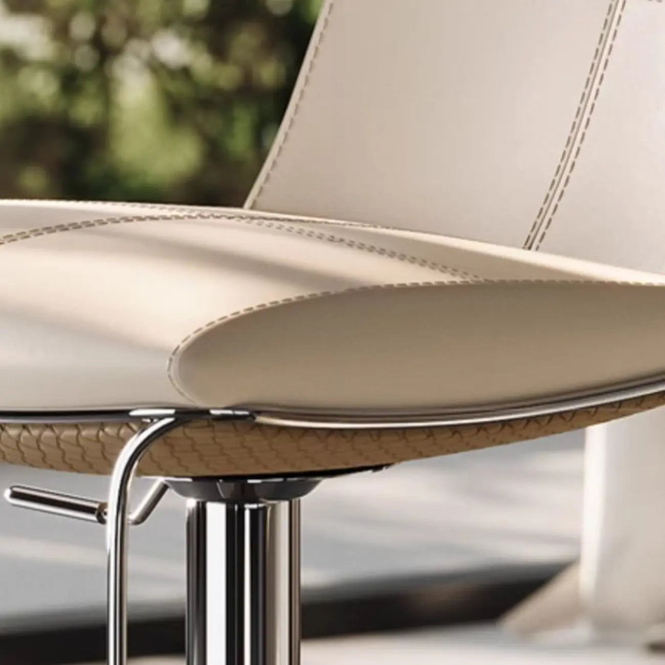 Modern White Leather Square Upholstered Swivel Bar Stools