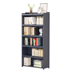 Vertical Bamboo Cabinet Glass Doors Bookcase Grey