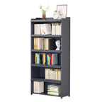 Vertical Bamboo Cabinet Glass Doors Bookcase Grey