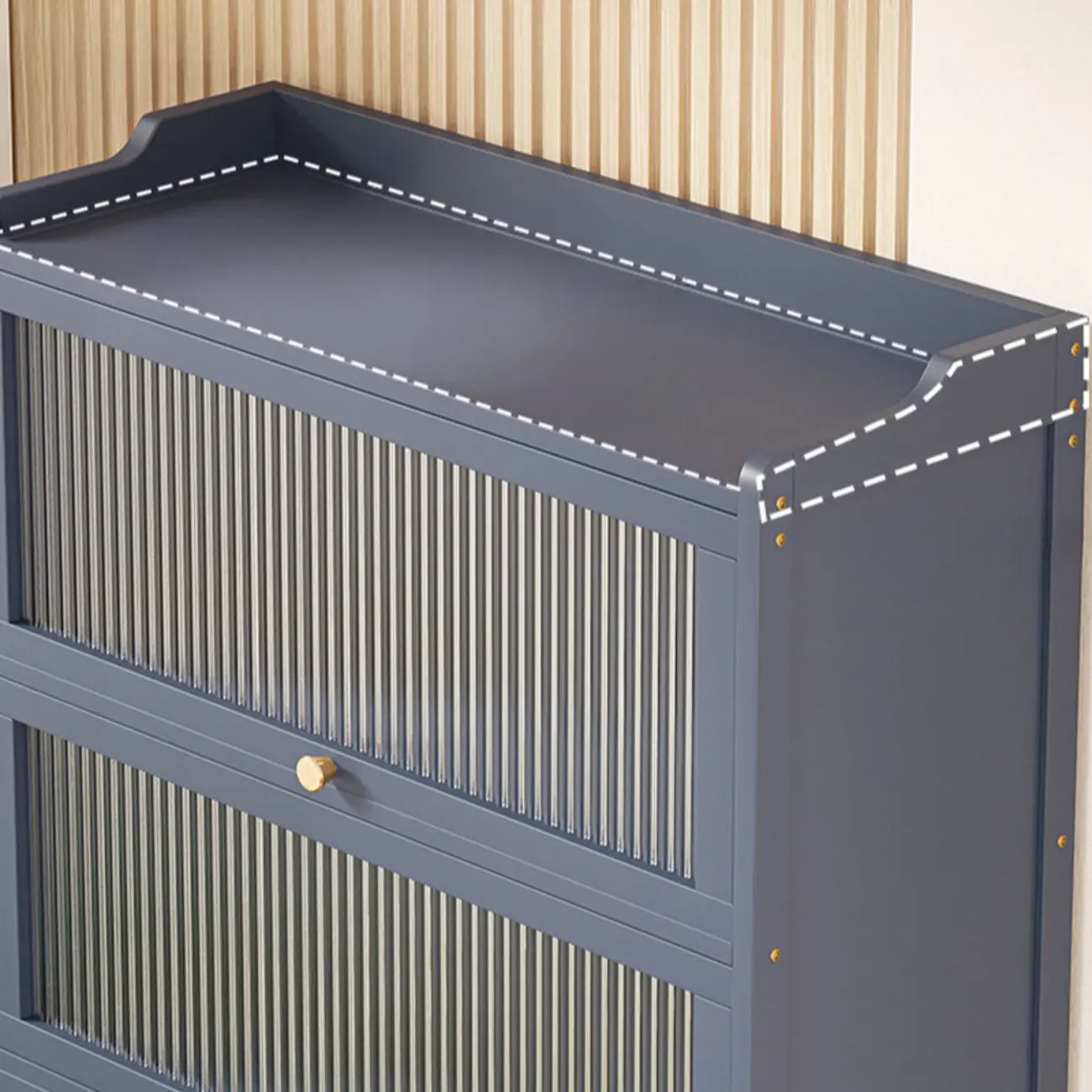 Vertical Bamboo Cabinet Glass Doors Bookcase Grey