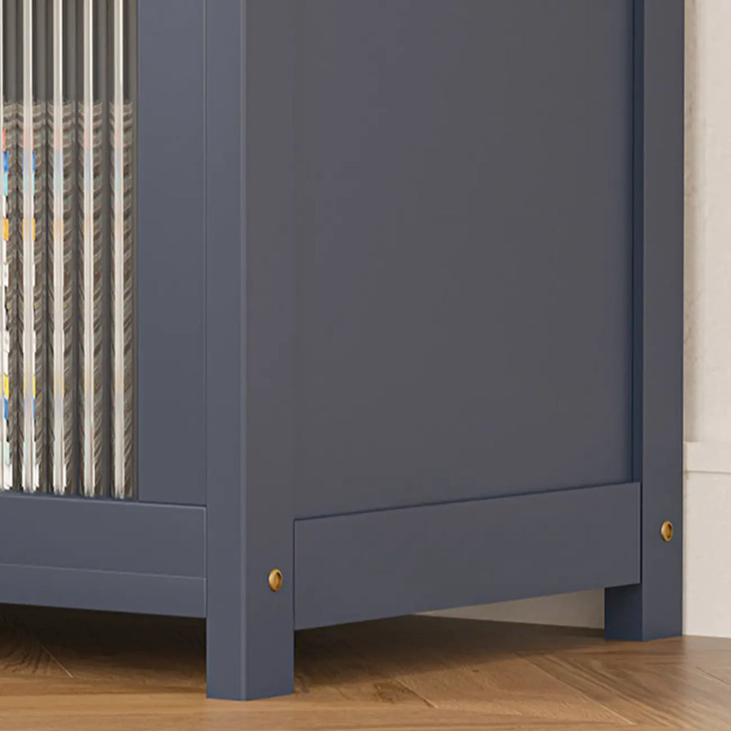 Vertical Bamboo Cabinet Glass Doors Bookcase Grey