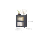 Vertical Bamboo Cabinet Glass Doors Bookcase Grey