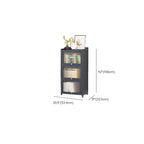 Vertical Bamboo Cabinet Glass Doors Bookcase Grey