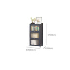 Vertical Bamboo Cabinet Glass Doors Bookcase Grey