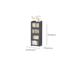 Vertical Bamboo Cabinet Glass Doors Bookcase Grey