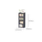 Vertical Bamboo Cabinet Glass Doors Bookcase Grey