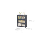 Vertical Bamboo Cabinet Glass Doors Bookcase Grey