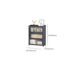 Vertical Bamboo Cabinet Glass Doors Bookcase Grey