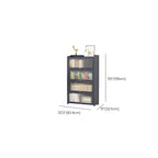 Vertical Bamboo Cabinet Glass Doors Bookcase Grey