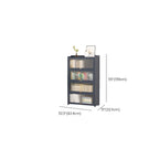 Vertical Bamboo Cabinet Glass Doors Bookcase Grey