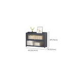 Vertical Bamboo Cabinet Glass Doors Bookcase Grey
