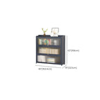 Vertical Bamboo Cabinet Glass Doors Bookcase Grey