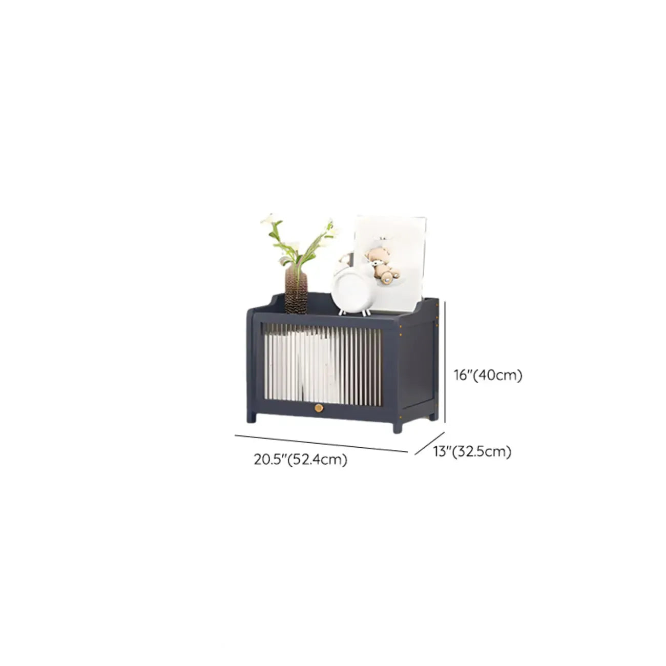 Vertical Bamboo Cabinet Glass Doors Bookcase Grey