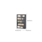 Vertical Bamboo Cabinet Glass Doors Bookcase Grey