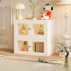 Modern Metal 2-Tier Closed Back Bookcase with Doors