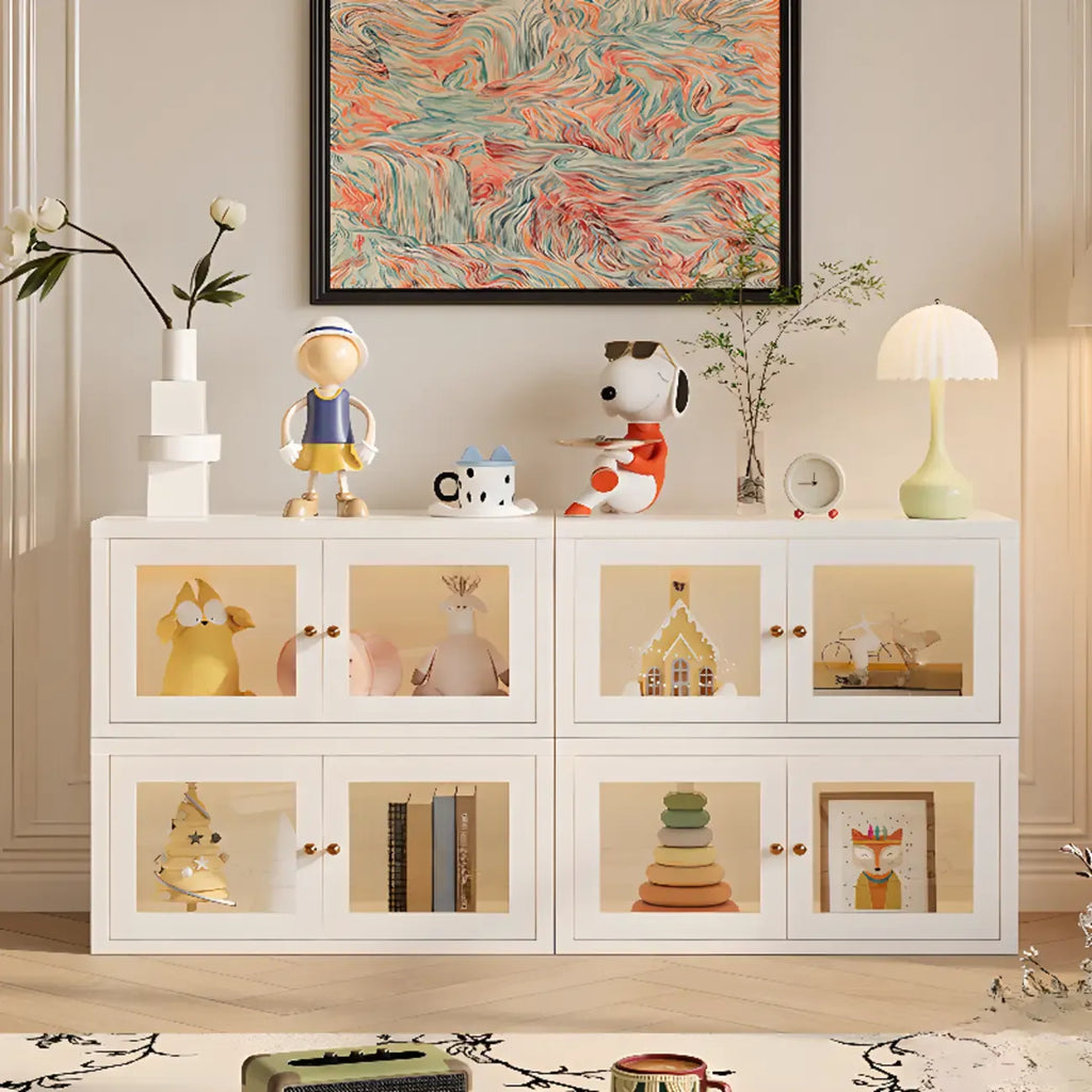 Modern Metal 2-Tier Closed Back Bookcase with Doors