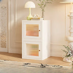 Modern Metal 2-Tier Closed Back Bookcase with Doors