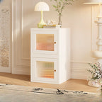 Modern Metal 2-Tier Closed Back Bookcase with Doors