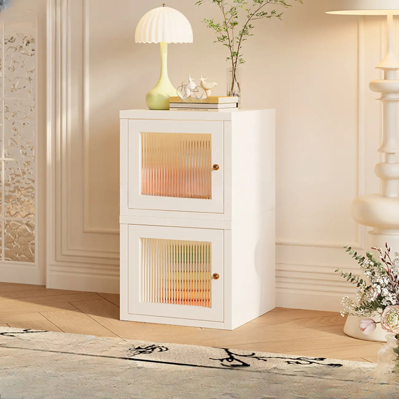 Modern Metal 2-Tier Closed Back Bookcase with Doors