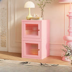 Modern Metal 2-Tier Closed Back Bookcase with Doors