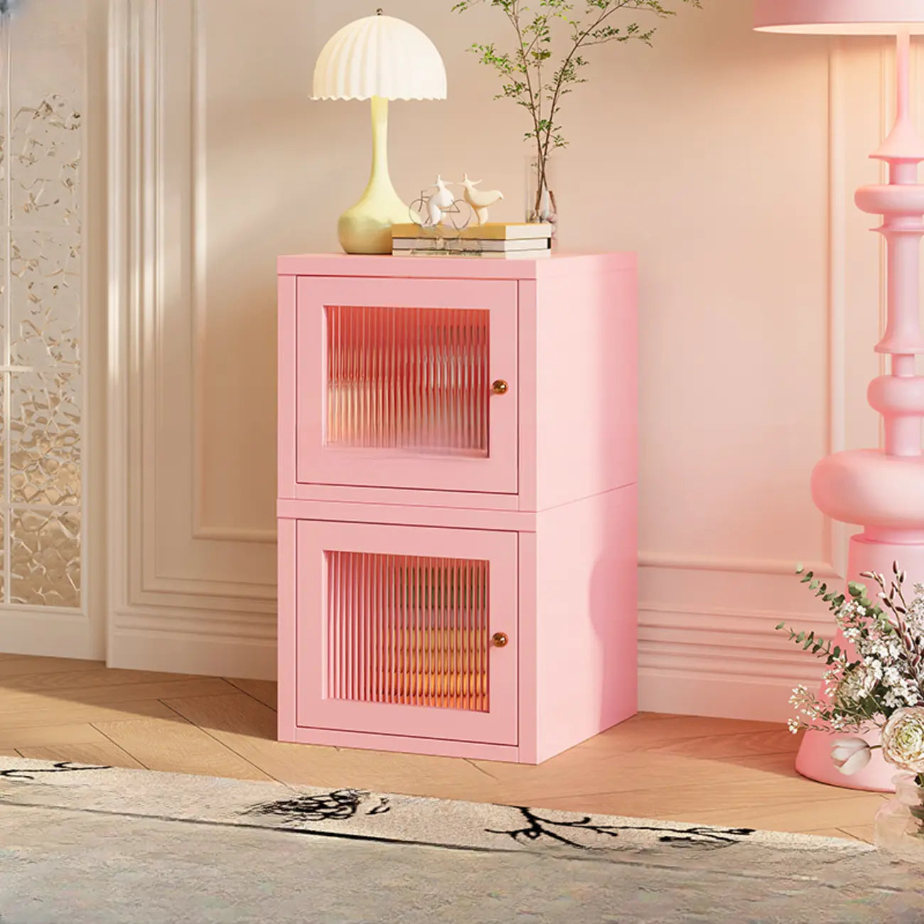 Modern Metal 2-Tier Closed Back Bookcase with Doors