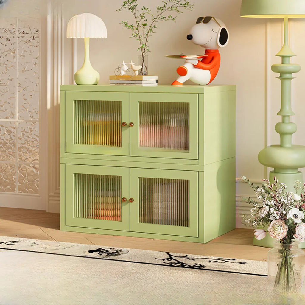 Modern Metal 2-Tier Closed Back Bookcase with Doors