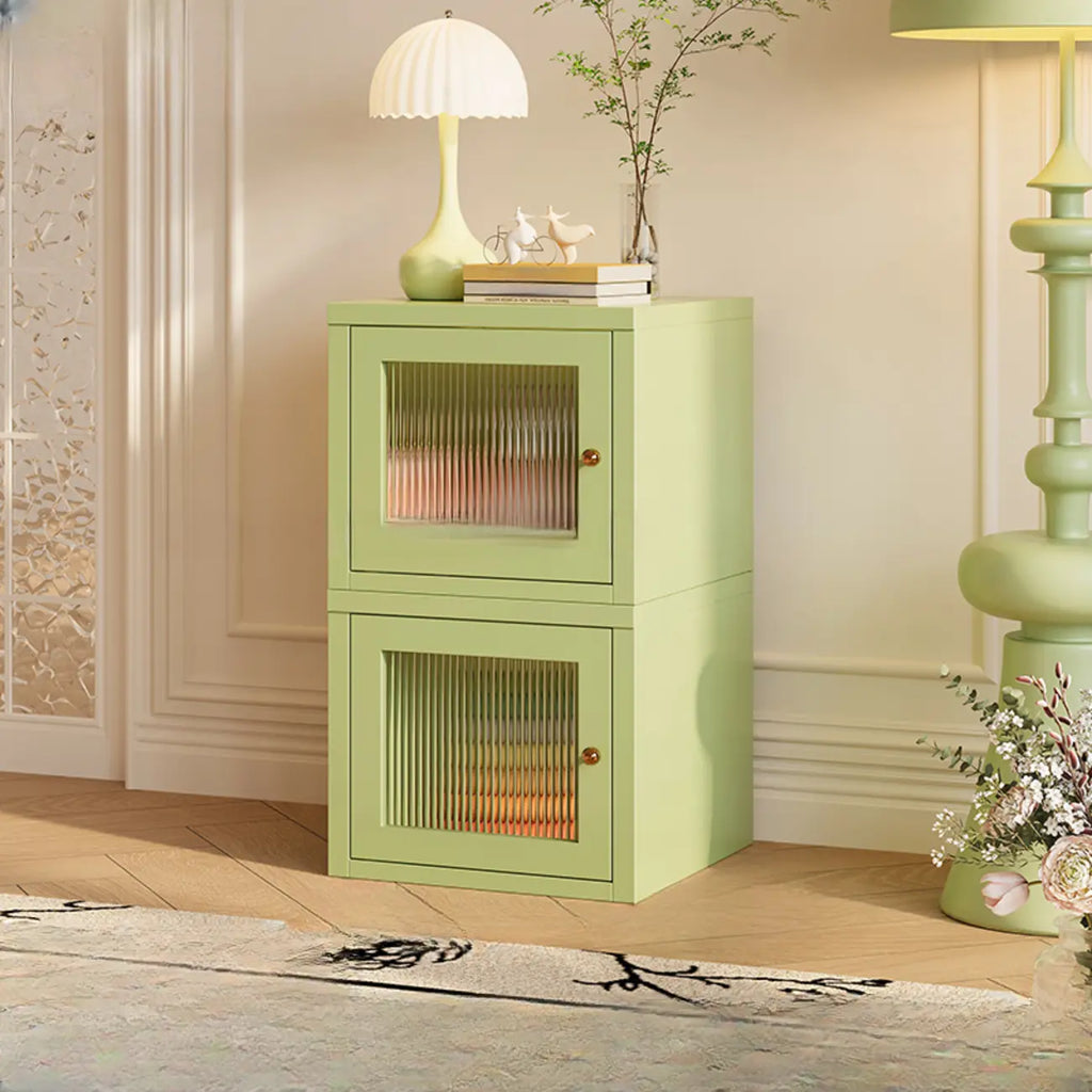 Modern Metal 2-Tier Closed Back Bookcase with Doors