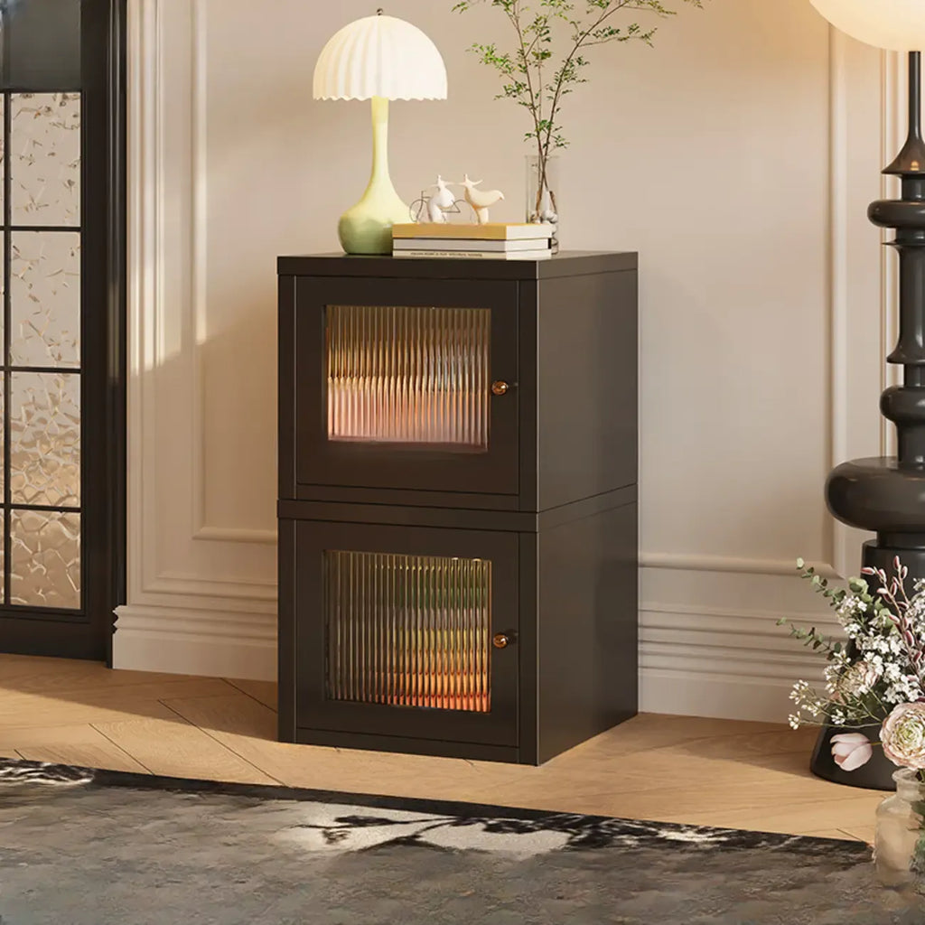 Modern Metal 2-Tier Closed Back Bookcase with Doors