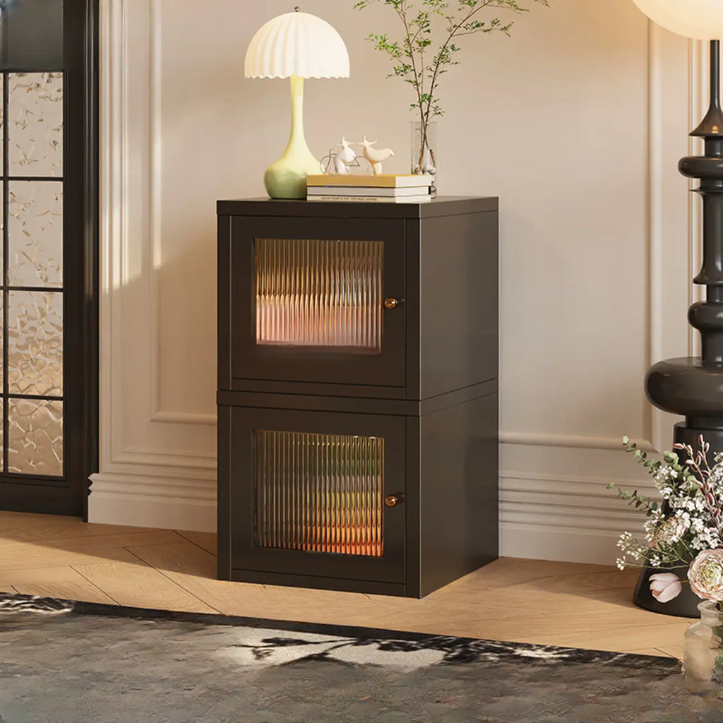Modern Metal 2-Tier Closed Back Bookcase with Doors